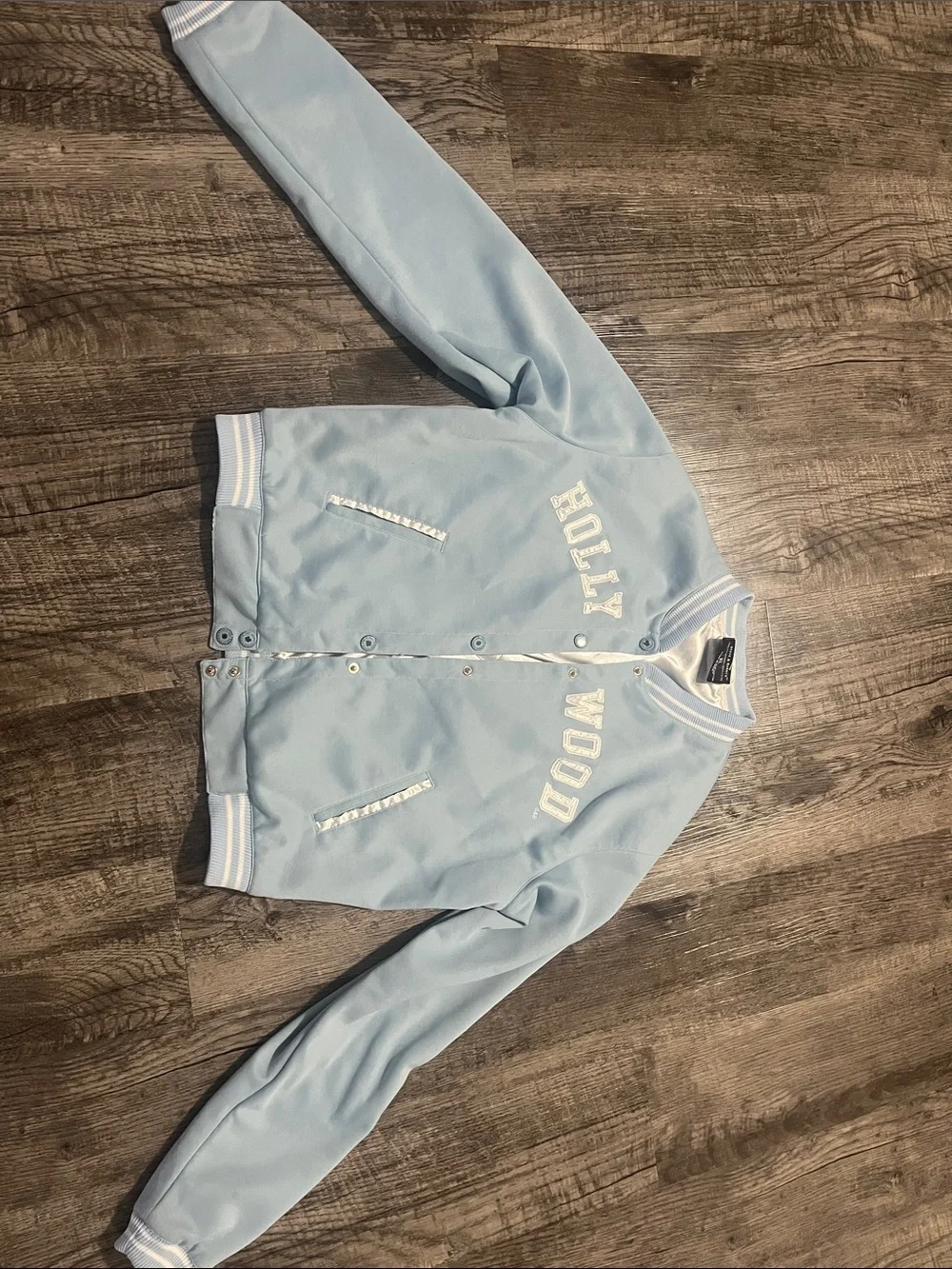 Steve & Barry's Light Blue & White Striped Varsity Jacket